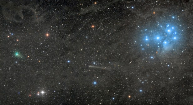 Two-Comets-with-the-Pleiades-Damian-Peach-UK-Smartphonegreece