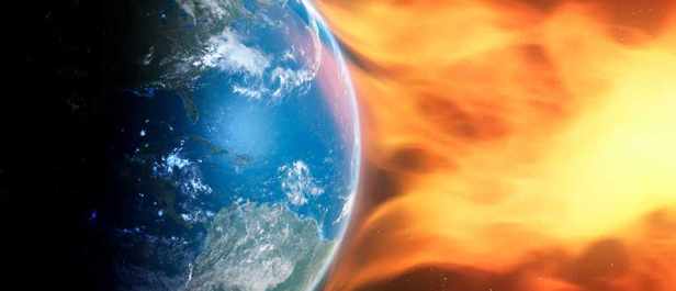 Earth and coronal mass ejection, illustration