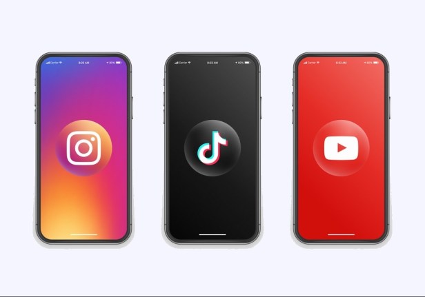 Instagram TikTok Youtube Logo On Iphone Screen