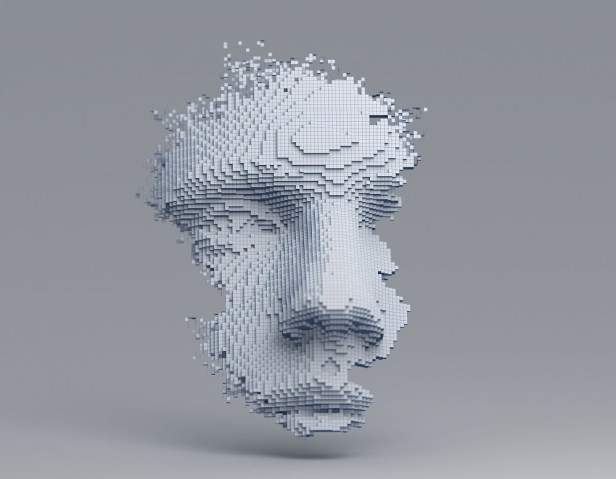 Abstract 3D Rendering of a Human Face from Cubes